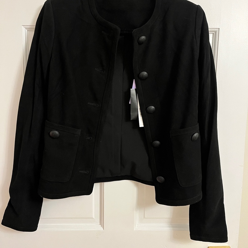 Elie Tahari Black Women's Blazer-genuine sheep suede